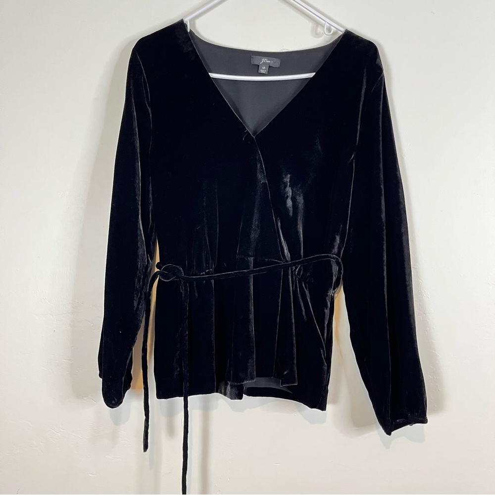 J. Crew Black Velvet Wrap Blouse
